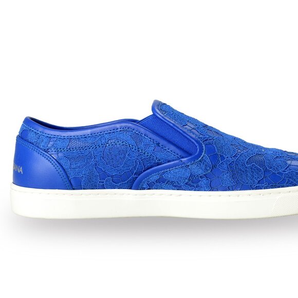 Dolce & Gabbana Women's Royal Blue Lace Leather Slip On Loafers Shoes US 8 IT 38 - Picture 4 of 8